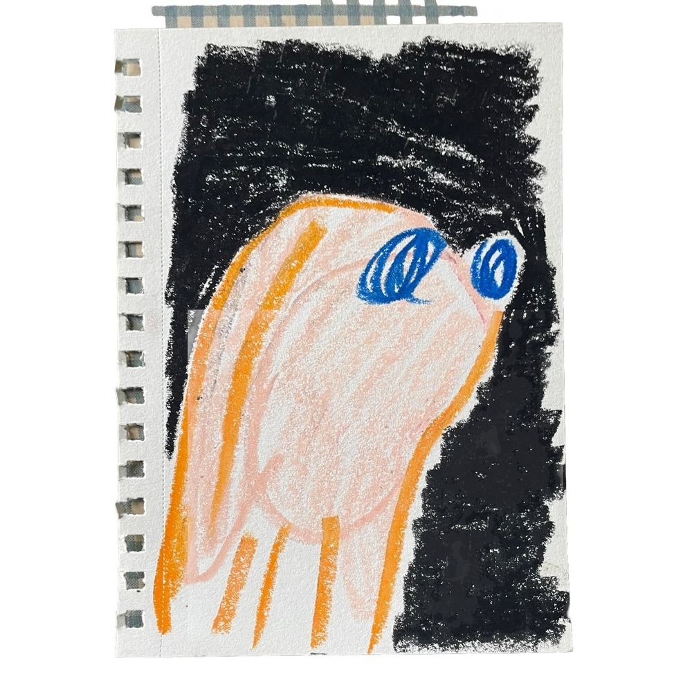 OMAN Original Pop Art Drawing Cute Ghost Weird Monster Creature 5.5x8.5 Sketch